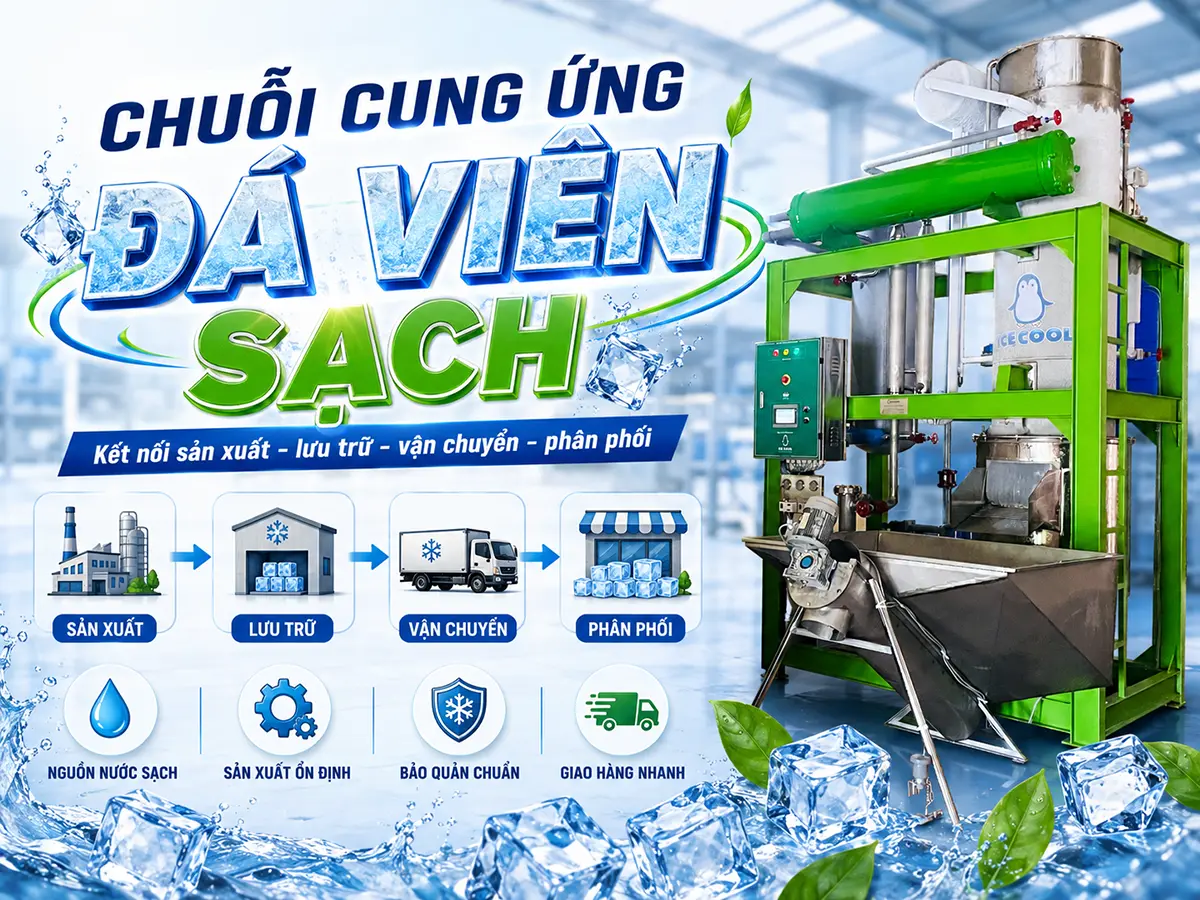 Chuỗi cung ứng đá viên sạch cần được kiểm soát đồng bộ từ nguồn nước đến khâu giao hàng.
