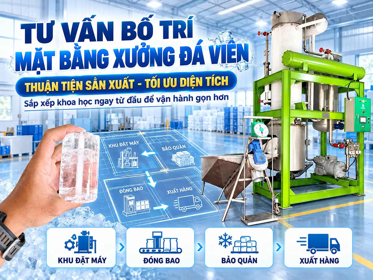 Tư vấn bố trí mặt bằng xưởng đá viên giúp kết nối hợp lý khu đặt máy, đóng bao, bảo quản và xuất hàng.